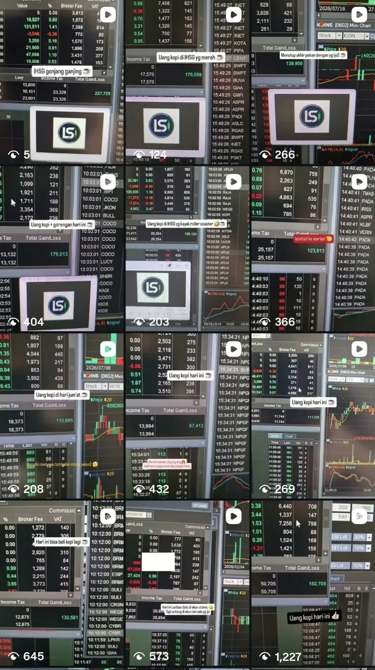 Dokumentasi rekap trading harian di akun Luki Saham